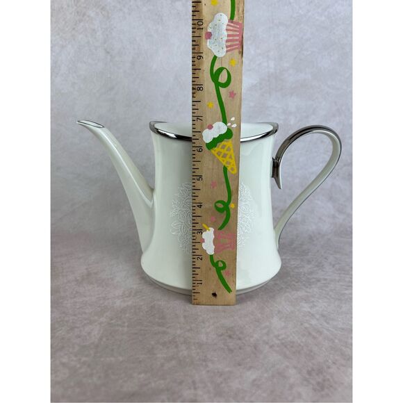 Vintage Lenox Fine China Moonspun Tea Kettle Pot - Picture 9 of 13